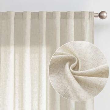 jinchan Linen Blend Curtain for Living Room 96 Inch Length Extra Wide for Room Divider Curtain Rusti...