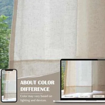 jinchan Linen Blend Curtain for Living Room 96 Inch Length Extra Wide for Room Divider Curtain Rustic Farmhouse Curtain Rod Pocket Back Tab Light Filtering Bedroom Window Curtain 1 Panel Ecru