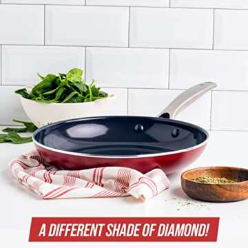 Blue Diamond Cookware 10" Frying Pan Skillet, Diamond Infused Healthy Ceramic Nonstick, PFAS and PFO...