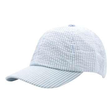 Wee Ones Girls' Seersucker Baseball Cap, Stylish and Breathable, Summer and Spring Ready, Toddlers, Blue