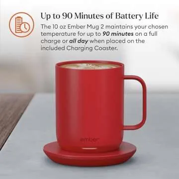 Ember Temperature Control Smart Mug 2, 10 Oz, App-Controlled Heated Coffee Mug with 80 Min Battery Life and Improved Design, Red
