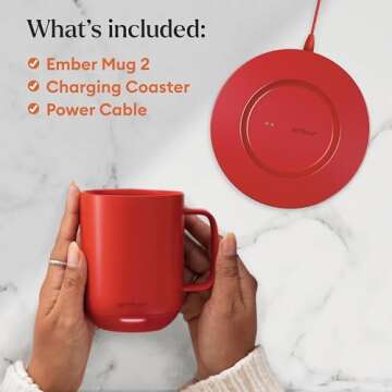 Ember Temperature Control Smart Mug 2, 10 Oz, App-Controlled Heated Coffee Mug with 80 Min Battery Life and Improved Design, Red