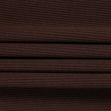 Roselux Women's Summer Scoop Neck Short Sleeve T-Shirts Ribbed Knit Slim Fitted Casual Basic Top Brown L