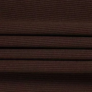 Roselux Women's Summer Scoop Neck Short Sleeve T-Shirts Ribbed Knit Slim Fitted Casual Basic Top Brown L