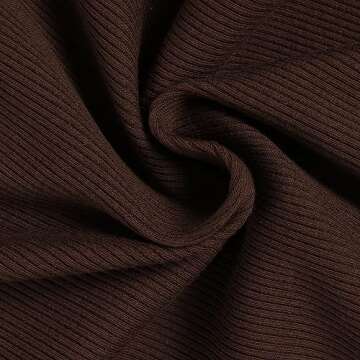 Roselux Women's Summer Scoop Neck Short Sleeve T-Shirts Ribbed Knit Slim Fitted Casual Basic Top Brown L