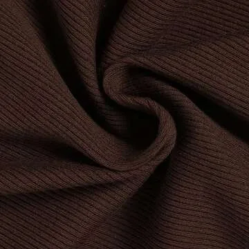 Roselux Women's Summer Scoop Neck Short Sleeve T-Shirts Ribbed Knit Slim Fitted Casual Basic Top Brown L