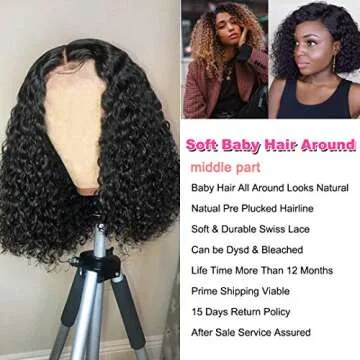 Short Bob Wigs Lace Closure Brazilian Curly Wave for Women