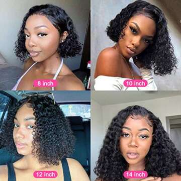 Short Bob Wigs 4x4 Lace Closure Wigs Brazilian Curly Wave Original Queen Lace Front Wigs Human Hair Curly Bob Wigs for Black Women 150% Density Pre Plucked Hairline 14Inch