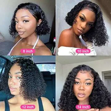 Short Bob Wigs Lace Closure Brazilian Curly Wave for Women