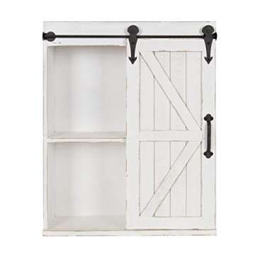 Kate and Laurel Cates Farmhouse Wall Cabinet with Sliding Door