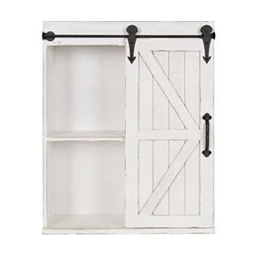 Kate and Laurel Cates Farmhouse Wall Cabinet with Sliding Door