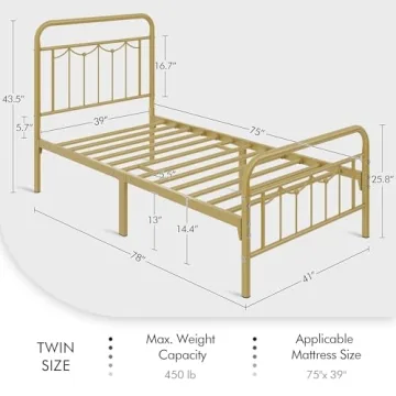 Yaheetech Twin Metal Bed Frame with Vintage Charm