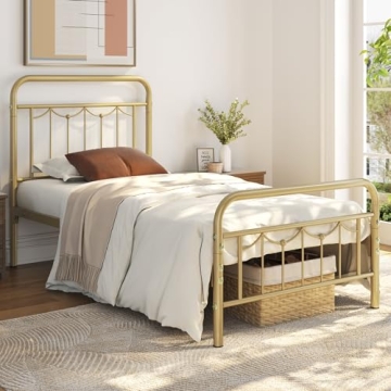 Yaheetech Twin Metal Bed Frame with Vintage Charm