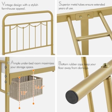 Yaheetech Twin Metal Bed Frame with Vintage Charm