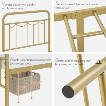 Yaheetech Twin Metal Bed Frame with Vintage Charm