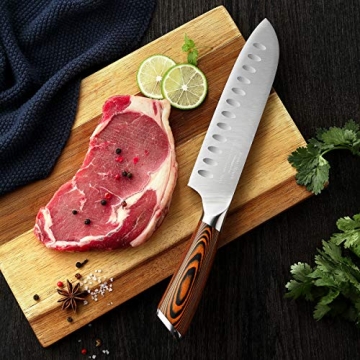 Aroma House 7 Inch Santoku Knife for Home and Chefs
