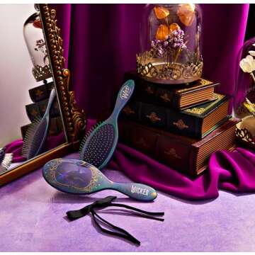 Wet Brush Original Detangler Hair Brush Elphaba (Wicked) Kit - Ultra-Soft IntelliFlex Bristles - Detangling Brush Glides Through Tangles For All Hair Types (Wet Dry & Damaged) - 1 Brush & 1 Bow