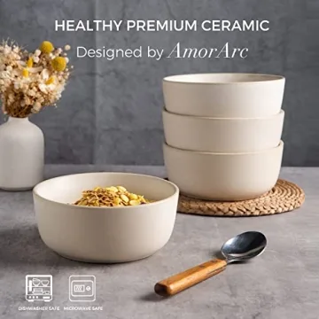 AmorArc 26oz Stoneware Bowls Set - Durable & Microwave Safe