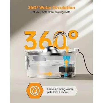 Stainless Steel Cat Water Fountain - Dogs&Cats&Pets&Small Animals Automatic Bowl Dispenser - Pet Drinking Waterer Bowls Indoor - Auto Kitty Watering Dish Supplies - 108oz/3.2L Easy Cleaning Machine