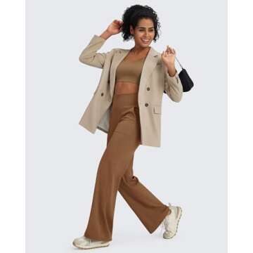 G4Free Wide Leg Pants Woman Yoga Pants with Pockets Loose Casual Stretch Sweatpants (Dark Coffee,S,31")