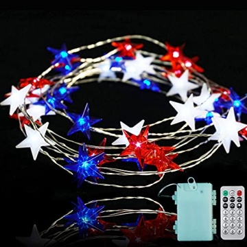 BOHON July 4th Battery Operated String Lights with Remote