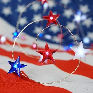 BOHON July 4th Battery Operated String Lights with Remote