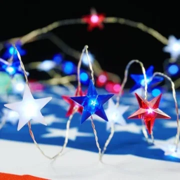 BOHON July 4th Battery Operated String Lights with Remote