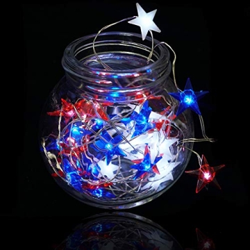 BOHON July 4th Battery Operated String Lights with Remote