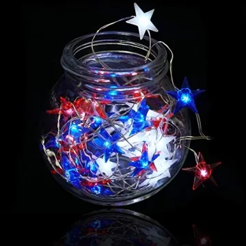 BOHON July 4th Battery Operated String Lights with Remote