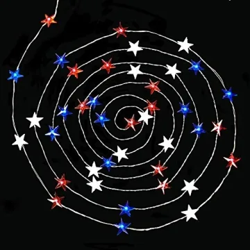 BOHON July 4th Battery Operated String Lights with Remote