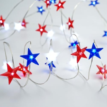 BOHON July 4th Battery Operated String Lights with Remote