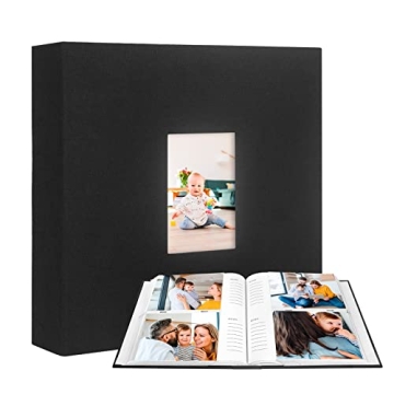 Aevdor 240 Pockets 4x6 Photo Album with Memo Areas, Linen Cover Photo Album 4x6 with DIY Front Windo...