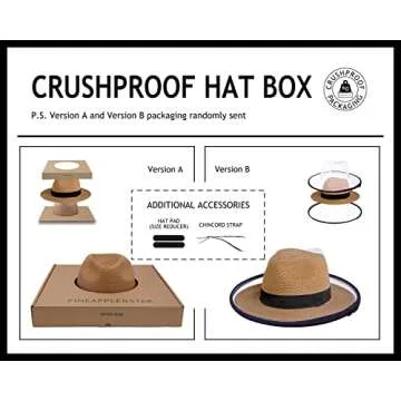 Pineapple&Star Sun Straw Fedora Beach Hat Fine Braid UPF50+ for Unisex (Medium, Brown)