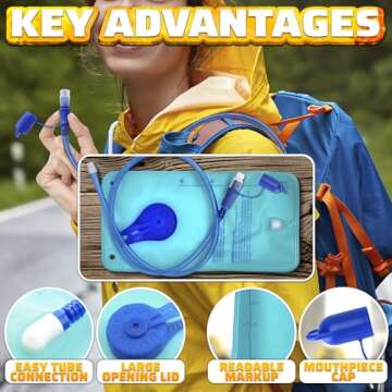 Premium 1L Blue Hydration Bladder for Outdoor Activities