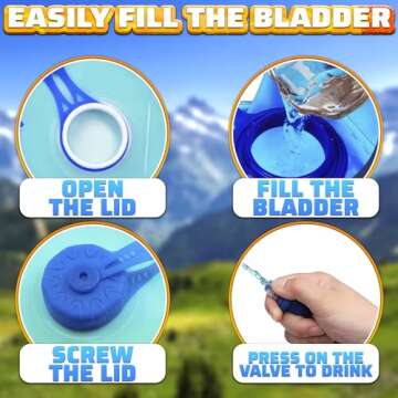 Premium 1L Blue Hydration Bladder for Outdoor Activities