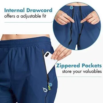 BALEAF Hiking Pants Women Joggers Workout Athletic Lightweight Running Travel Track Pants Quick Dry 2 Zipper Pockets Blue S