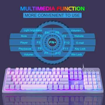 Gaming Keyboard and Mouse Combo, K1 RGB LED Backlit Keyboard with 104 Key Computer PC Gaming Keyboard for PC/Laptop (Purple)