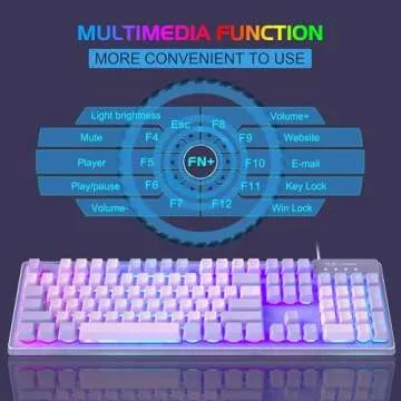 Gaming Keyboard and Mouse Combo, K1 RGB LED Backlit Keyboard with 104 Key Computer PC Gaming Keyboard for PC/Laptop (Purple)