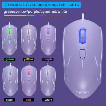 Gaming Keyboard and Mouse Combo, K1 RGB LED Backlit Keyboard with 104 Key Computer PC Gaming Keyboard for PC/Laptop (Purple)