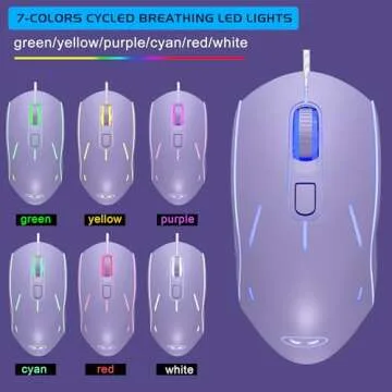 Gaming Keyboard and Mouse Combo, K1 RGB LED Backlit Keyboard with 104 Key Computer PC Gaming Keyboard for PC/Laptop (Purple)