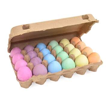 Micador Early Start Egg Chalk Sets, 24-Piece Set - 6 Colors - Blackboards + Sidewalk + Brick - Washa...