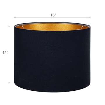 Wellmet Blackgold Set of 2 Drum Lampshades for All Decors