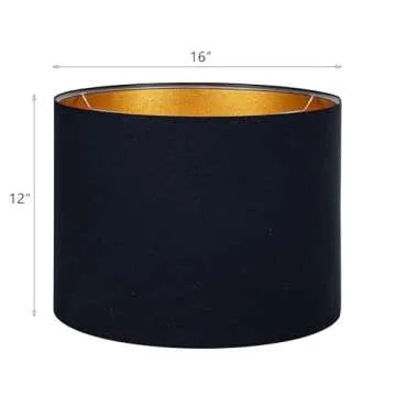 Wellmet Blackgold Set of 2 Drum Lampshades for All Decors