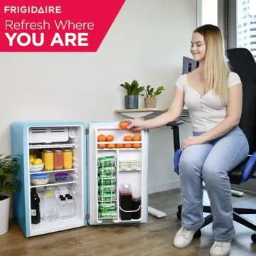 FRIGIDAIRE EFR372-BLUE 3.2 Cu Ft Blue Retro Compact Rounded Corner Premium Mini Fridge