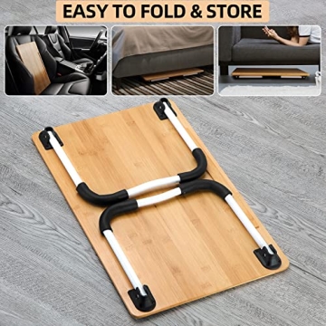 Bamboo Foldable Lap Desk - Portable Laptop Stand for Bed