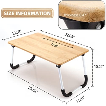 Bamboo Foldable Lap Desk - Portable Laptop Stand for Bed