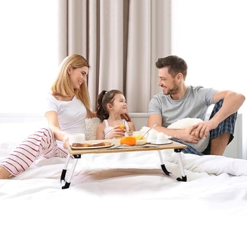 Bamboo Foldable Lap Desk - Portable Laptop Stand for Bed