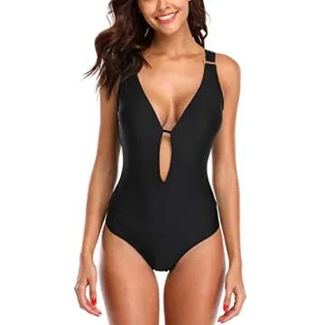 beautyin One Piece Bathing Suits for Womens Blackless Monokini Swimwaer Black XL