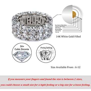 TOPGRILLZ Engagement Ring Men Gold Ring Cubic Zirconia Silver Ring Diamond Rings for Women 9mm Iced ...