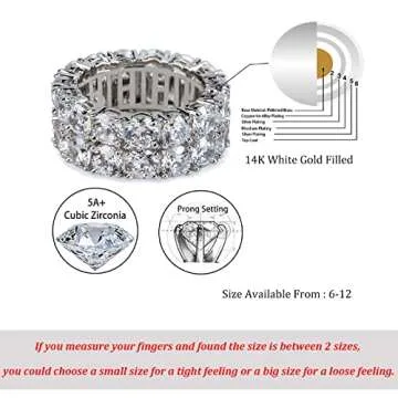 TOPGRILLZ Engagement Ring Men Gold Ring Cubic Zirconia Silver Ring Diamond Rings for Women 9mm Iced ...